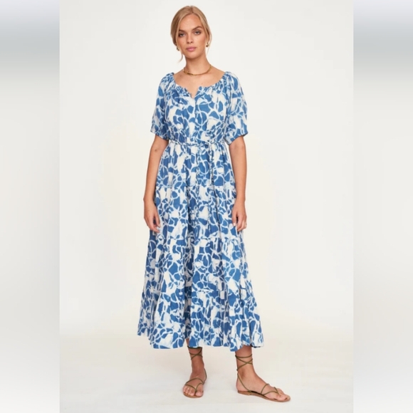 Mirth Capri Dress in Indigo Crackle size Medium